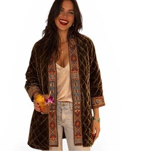 Johnny Was Naomi Tiger Eye Embroidered Velvet Kimono/Jacket NWT (oversiz…